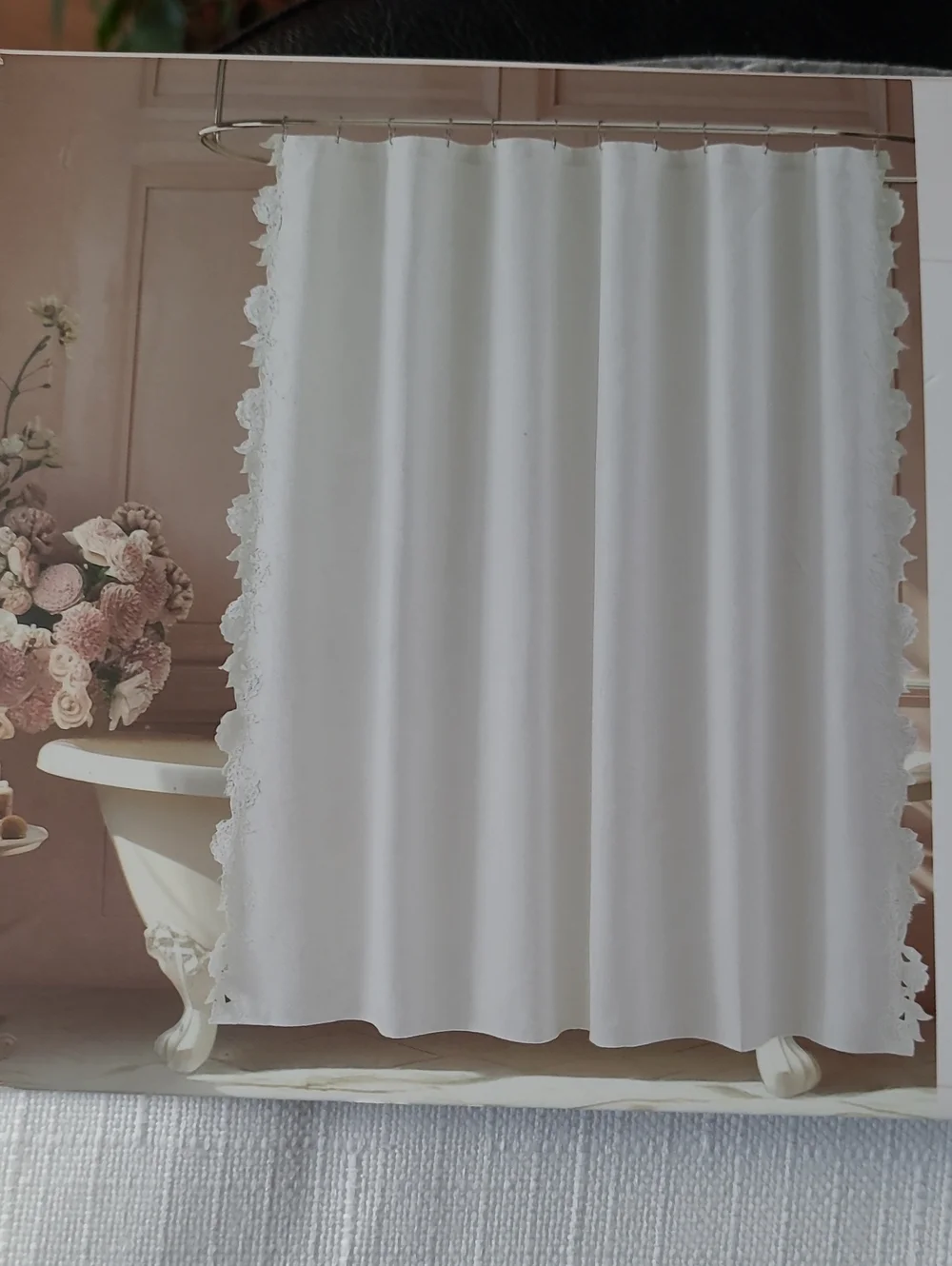 Rosalie's Garden Lace Appliqué Shower Curtain